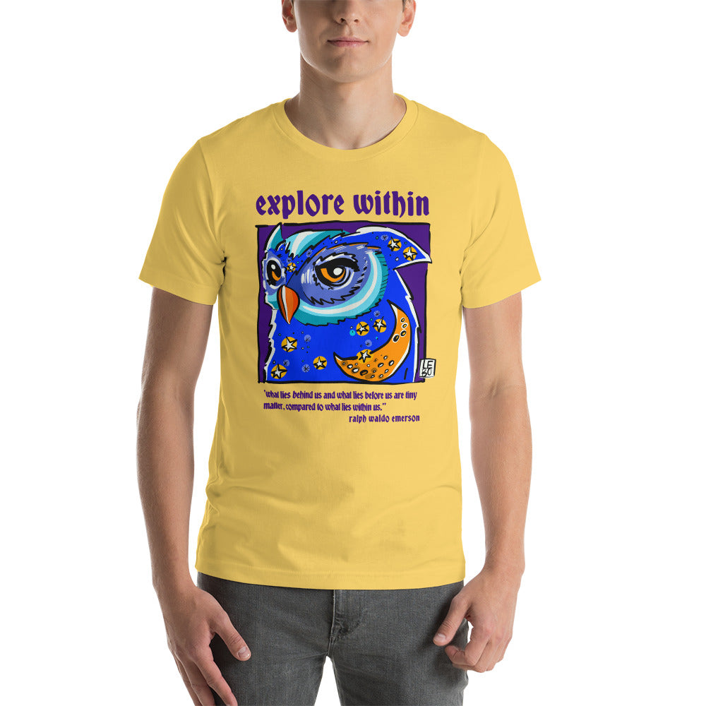 Explore Within, Ralph Waldo Emerson - Lebo Short Sleeve Unisex T-Shirt
